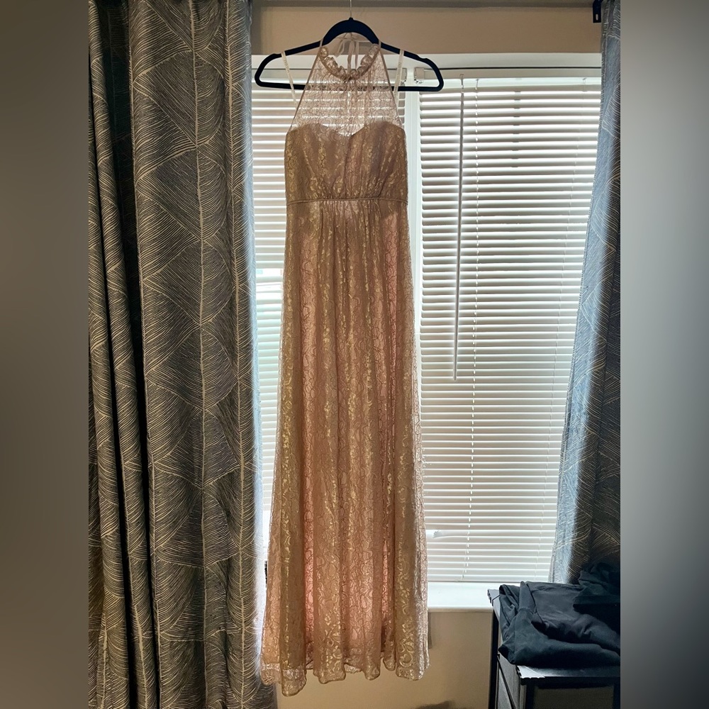 Neutral Halter Lace Bridal Dress - Davids Bridal